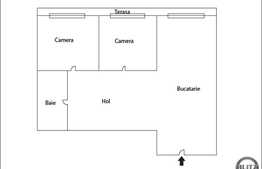2 camere, 49 mp, terasa 12 mp, semifinisat, zona Iulius Mall
