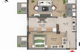 Apartament de vanzare zona Tractorul, 2 camere 63mp