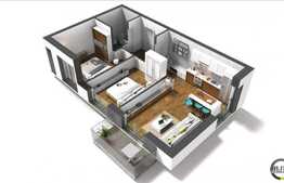 De vanzare apartament cu 3 camere, 64,75 mp, semifinisat, zona Intre Lacuri!