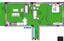 3 camere, 59,39 mp utili, imobil nou, semifinisat, zona strazii Dunarii!