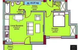 Apartament cu 2 camere, 42,37 mp utili, semifinisat, zona strazii Dunarii!