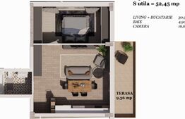 Apartament 2 camere semifinisat, parcare subterana terasa 55mp, zona Auchan Iris