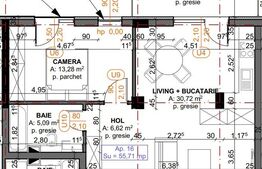 Apartament 2 camere semifinisat, parcare subterana terasa 55mp, zona Auchan Iris