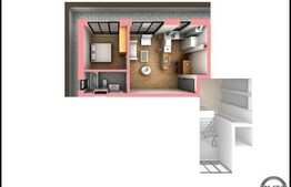 2 camere, 46 mp, semifinisat, terasa 35 mp, zona Lidl