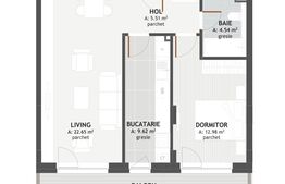 Apartament cu 2 camere , 55 mp , parcare subterana, Ansamblul Premium Floresti
