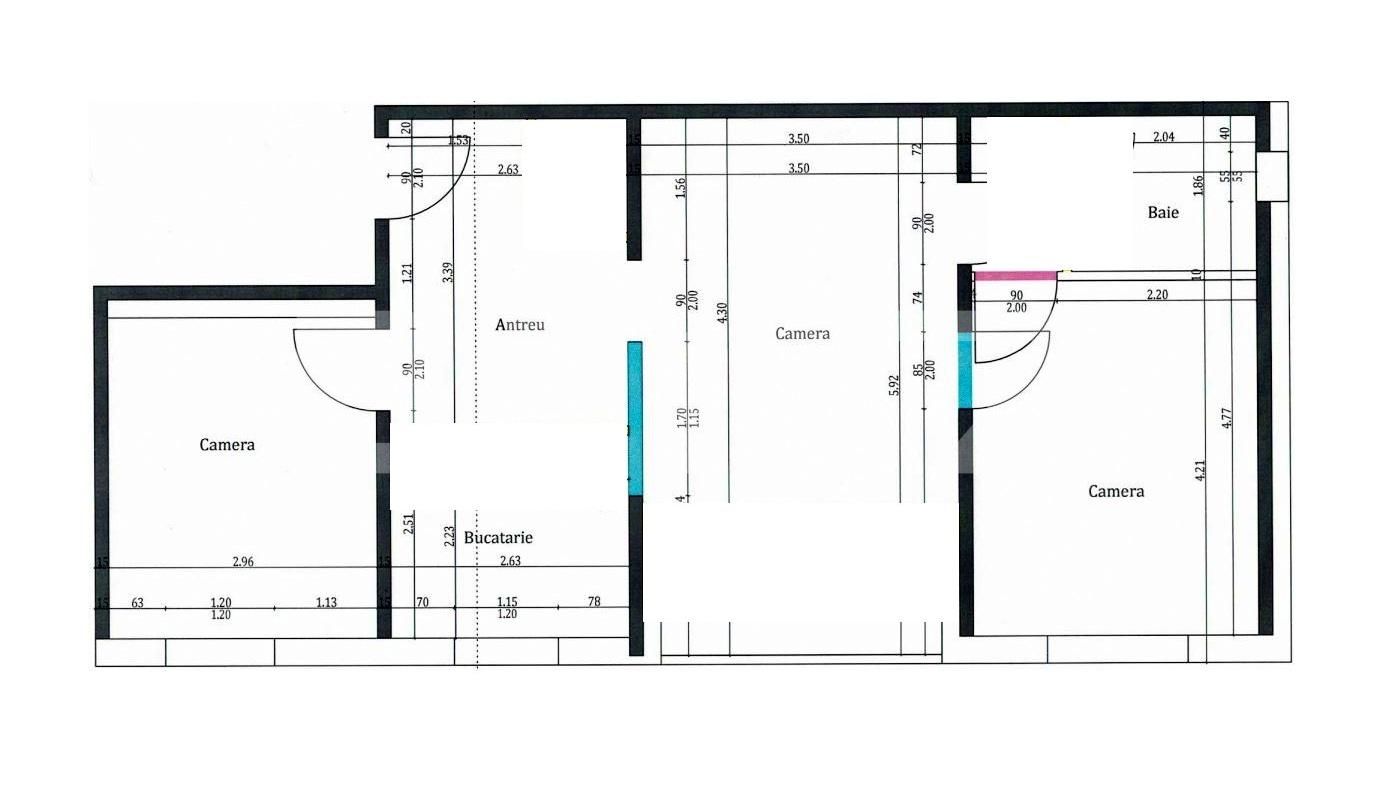 Apartament la cheie, 3 camere, 66 mp utili, zona Bucium - Manastur