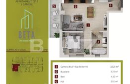 Apartament 2 camere , et intermediar, finisat, garaj, Beta Residence
