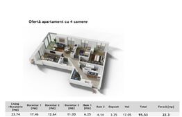 Apartament 4 camere ,96mp, zona Centrala in cel mai exclusivist bloc din Cluj  