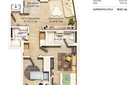 Apartament 3 camere, 69mp, zona Parcul Central 