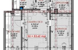  Apartament de 2 camere , 54mp, finisat nou, gradina, zona Terra