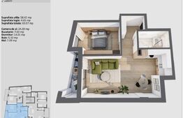 Apartament de 2 camere, bloc premium, etaj intermediar, Zona Semicentrala