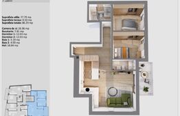 Apartament de 3 camere, bloc premium, etaj intermediar, zona Centrala