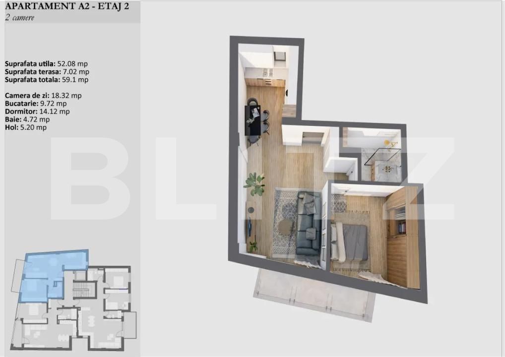 Apartament de vânzare 2 camere Semicentral - 139397AV | BLITZ Cluj-Napoca | Poza1