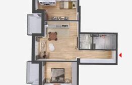 Apartament semifinisat, 3 camere, 2 bai, 64mp, zona Avram Iancu