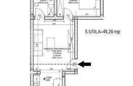 2 camere, 44 mp, semifinisat, imobil nou, zona Metro