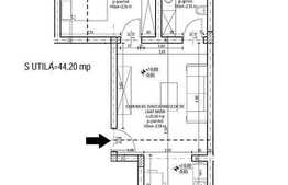 2 camere, 44 mp, semifinisat, imobil nou, zona Metro