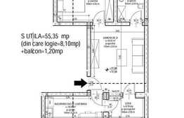 2 camere, 47,25 mp, semidecomandat, semifinisat, zona Metro
