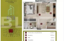 Apartament 2 camere, 45 mp, parcare subterana, Complex Beta