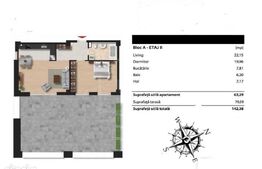 Apartament 2 camere, 63mp, bloc nou, terasa 80 mp, cartier Sopor