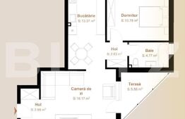 Apartament 2 camere, 55,71 mp + terasa 5,56, zona exclusivista Vivo