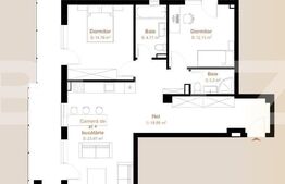 Apartament 3 camere, 77,71 mp + balcon 30,57 mp, zona exclusivista Vivo