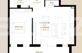 Apartament 2 camere, 54,07 mp + balcon 13,14 mp, zona exclusivista Vivo