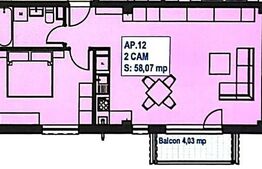 Apartament 2 camere, 58 mp, zona exclusivista Floresti