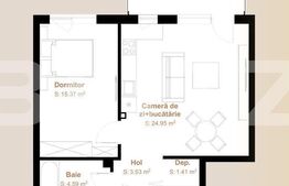 Apartament 2 camere finisat cu CF, 49,85 mp + balcon 7,04, zona Vivo