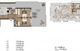 3 camere, 74,80 mp utili, terasa de 71,4 mp, semifinisat, zona strazii Buna Ziua