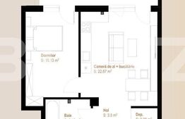 Apartament 2 camere, 48,74 mp + balcon 10,09 mp, zona Vivo
