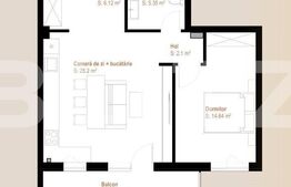 Apartament 2 camere, 53,41 mp + balcon 10,24 mp, zona Vivo