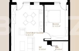 Apartament 2 camere, 49 mp, zona Vivo