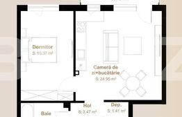 Apartament 2 camere, 49,80 mp + balcon 7,04 mp, zona Vivo