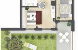 Apartament 2 camere, semifinisat, 43 mp, gradina, zona linistita