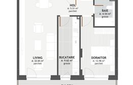 Apartament cu 2 camere , 55 mp , parcare subterana, Ansamblul Premium Floresti