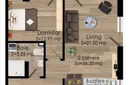 2 camere, 56,20 mp, semifinisat, zona Parcului Farmec!