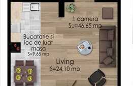 1 camera, 46,64 mp, semifinisat, zona Parcului Farmec!