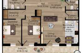 3 camere, 89 mp, semifinisat, etaj intermediar, zona Parcului Farmec!