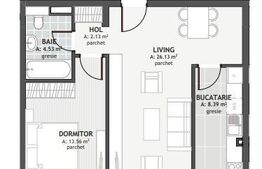 Apartament cu 2 camere, 54.74mp, zona Centrala 