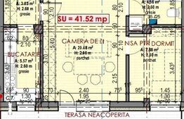  Apartament 1 cam, finisat, 41 mp, parcare