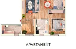 Apartament 2 camere semidecomandate, 52 mp, 9.30mp balcon, parcare subterana