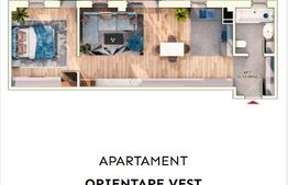 Apartament 2 camere semidecomandate, 52 mp, 9.30mp balcon, parcare subterana