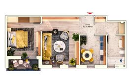 Apartament 2 camere semidecomandate, 52 mp, 9.30mp balcon, parcare subterana