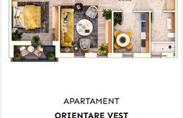 Apartament 2 camere semidecomandate, 52 mp, 9.30mp balcon, parcare subterana