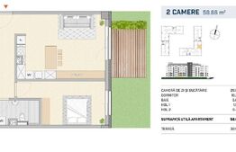 Apartament 2 camere, finisat, orientare estica cu gradina SEMICENTRAL