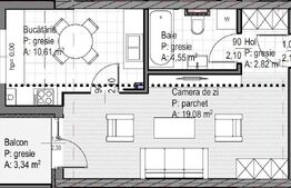 Apartament 1 camera finisat, 37 mp , balcon 3.3 mp, etaj intermediar, Sopor!