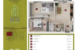 Apartament de 3 camere, semifinisat, in ansamblul Beta Residence