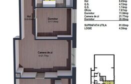 Apartament de 3 camere semifinisat, 81mp, bloc nou, zona linistita