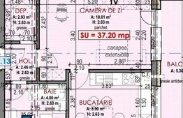  Apartament 1 cam, finisat, 37 mp, parcare