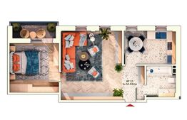 Apartament 2 camere decomandat, 55 mp, 4 mp balcon,parcare subterana